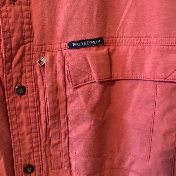 Field & Stream coral Fishing Outdoor Button Shirt Men's XL Pockets short sleeve - Picture 3 of 3